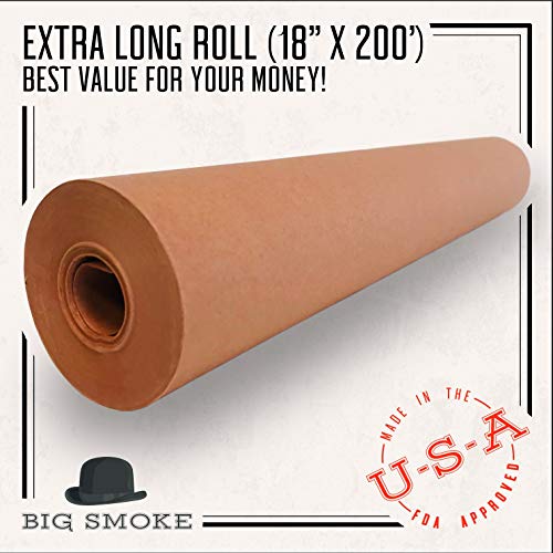 Papel de carnicero Big Smoke Pink en tubo de transporte, hecho en EE. UU., El estilo original de Texas para fumar carne, sin cera, sin blanquear, sin recubrimiento 45 cm x 45 m - 18 '' x 150 pies