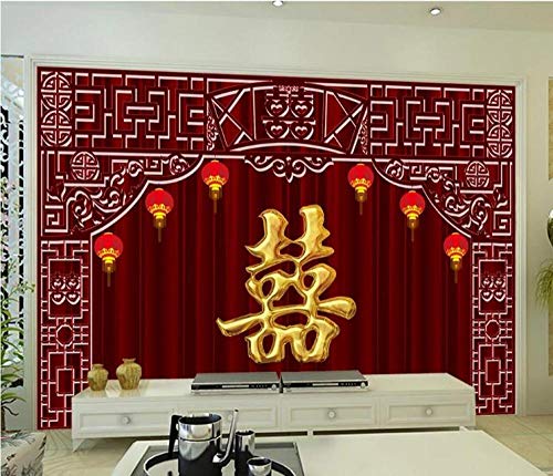 Papel tapiz Boda china imagen festiva roja tienda de ropa sastrería centro comercial plaza boda tienda cartel mural-150cmx105cm（LxA）