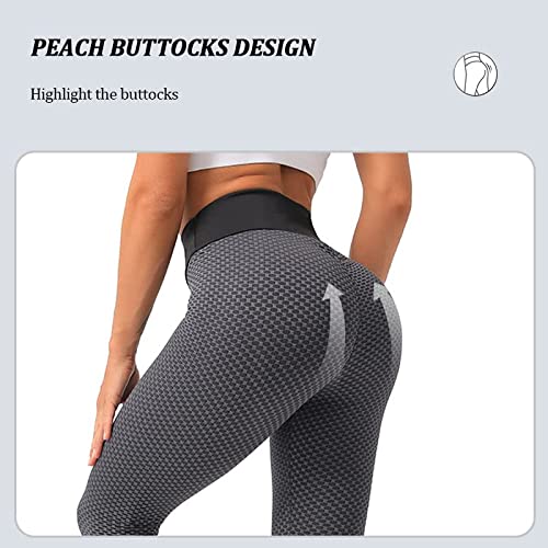 Paquete 2 Push Up Leggings para Mujer, Cintura Alta Mujer Malla Celular Pantalón de Yoga Leggings, Butt Lifter Anti-Cellulite Deportivos Yogapants para Yoga Pilates Fitness (C,M)