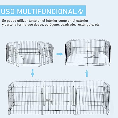 PawHut Parque Perros Jaula Plegable Mascotas Cerca Entrenamiento Cachorros 8 Vallas (71x61cm)