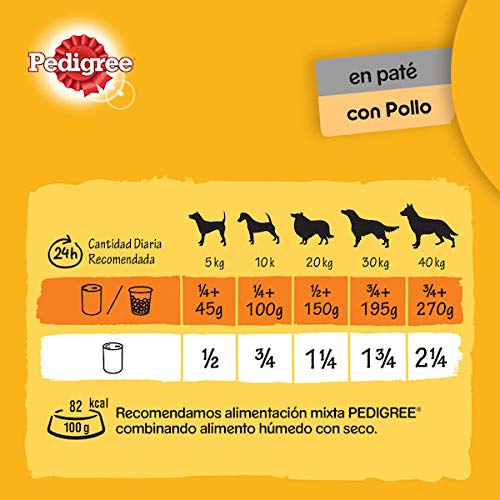 Pedigree Comida Húmeda para Perros Sabor Pollo en paté (Pack de 12 latas x 800g)