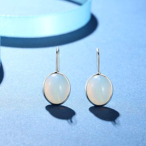 Pendientes de gota de piedras preciosas transparentes ovaladas naturales de plata esterlina 925 gancho MetJakt pendiente ópalo para joyería fina de las mujeres, Piedra, Moonstone