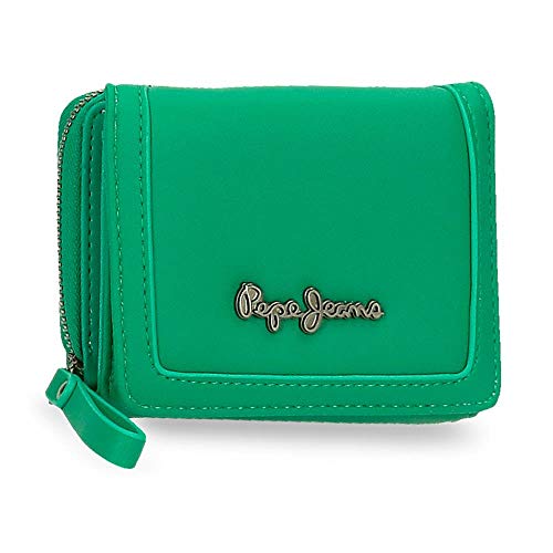 Pepe Jeans Aina Billetero con Monedero Verde 10x8x3 cms Piel sintética