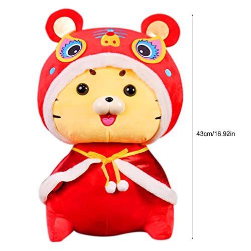 Perfectha Tigre del Zodiaco Chino | Tigre de Peluche para el año Nuevo Chino | Animal de Peluche de Tigger con Capa roja, Mascota del Zodiaco del año Nuevo Chino, Animal de Peluche de Tigre