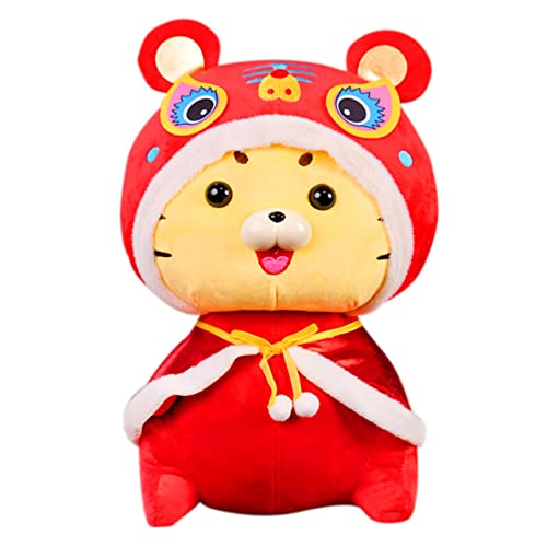 Perfectha Tigre del Zodiaco Chino | Tigre de Peluche para el año Nuevo Chino | Animal de Peluche de Tigger con Capa roja, Mascota del Zodiaco del año Nuevo Chino, Animal de Peluche de Tigre