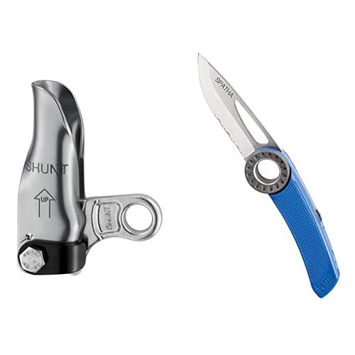 PETZL -Shunt Bloqueador De Autoseguro + Messer Spatha - Cuchillo de Hoja Fija, Color Azul, Talla única