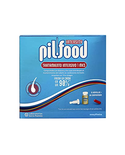 Pilfood Intensity | Tratamiento intensivo 1 mes | 15 Ampollas + 60 Comprimidos | Especialmente indicado para hombres y mujeres con una intensa caída de cabello