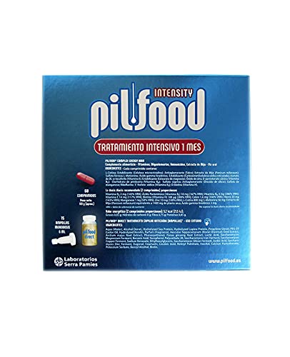 Pilfood Intensity | Tratamiento intensivo 1 mes | 15 Ampollas + 60 Comprimidos | Especialmente indicado para hombres y mujeres con una intensa caída de cabello