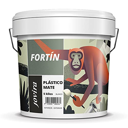 Pintura Mate Exterior/Interior Lavable, super cubriente, blanco lustroso (5 Kilos)