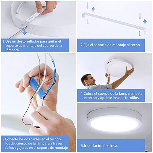 Plafón LED Circulares ARIES PLUS con 2400 Lúmenes IP20 · Downlight LED Redondo de Superficie de 20W 4500K Luz Blanca Neutra · Medidas: 210mmØ · C.E. A++