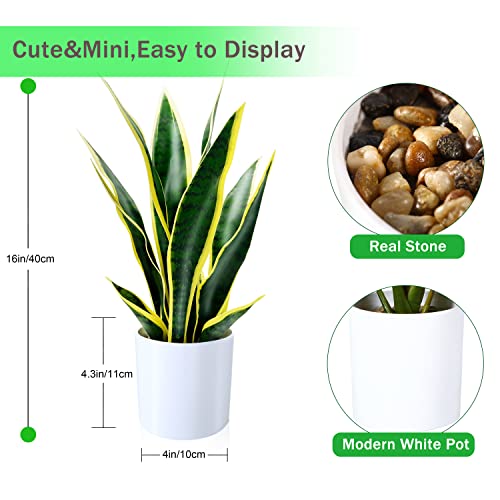 Plantas Artificiales Kazeila, 40 cm Monstera / Planta de Serpiente / Palma Areca / Planta de Rayas Verdes en Maceta para Interior Exterior casa hogar Oficina decoración Moderna (Juego de 4)