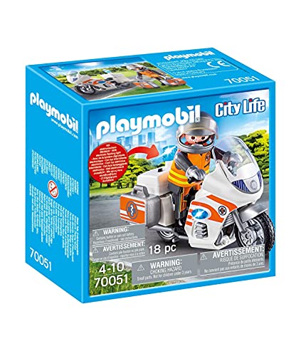 PLAYMOBIL - City Life - Moto de Emergencias Conjunto de Figuras, Multicolor (70051)