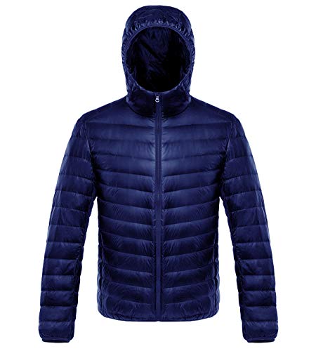 Plumas Ligero Hombre Plumiferos Hombre Con Capucha Chaquetas Acolchado Plumon Ligeras Abrigo Chaqueta Plumas Cazadora Ligera Plumifero Abrigos Ultralight Caballero Invierno Tallas Grandes Armada 4XL