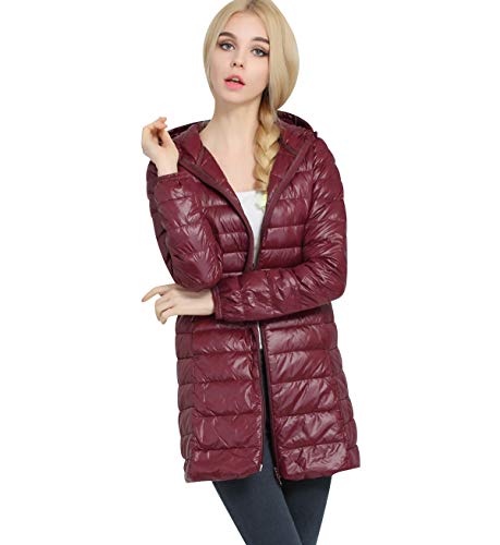 Plumas Mujer Plumiferos Ligeros Mujer Con Capucha Abrigo Plumas Largo Ultralight Plumon Chaqueta Plumifero Ligero Abrigos Largos Señora Chaquetas Invierno Cazadoras Chaquetones Casacas Primavera Rojo