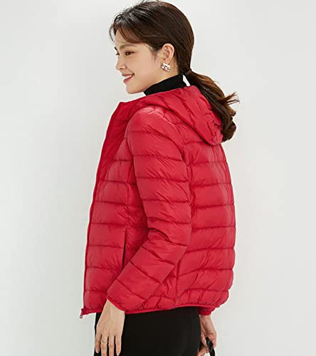 Plumifero Ultraligero Mujer Chaqueta Plumas Capucha Ligeros Mujer Plumífero Ligero Mujer Plumon Señora Plumiferos Abrigo Abrigos Cazadoras Chaquetas Plumas Mujer Pluma Puffer Jacket Mujer Rojo XL