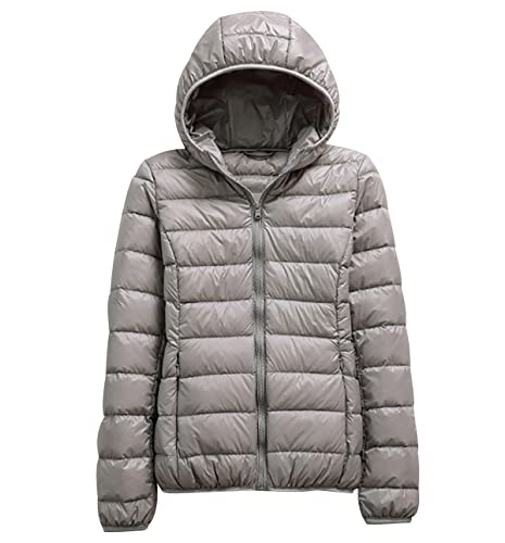 Plumifero Ultraligero Mujer Chaqueta Plumas Ligeros Mujer Plumífero Ligero Plumon Plumiferos Abrigo Cazadoras Chaquetas Plumas Mujer Pluma Puffer Jacket Mujer Down Jacket Women Talla Grande Gris 5XL