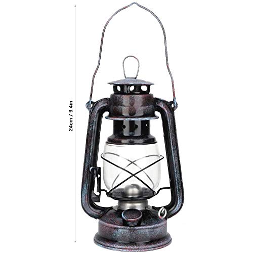 POFET Luces de linterna de tormenta vintage lámpara de aceite farol ardiente retro queroseno lámparas de aceite clásico lámpara de mesa linternas para el hogar, jardín, camping citronela - rojo