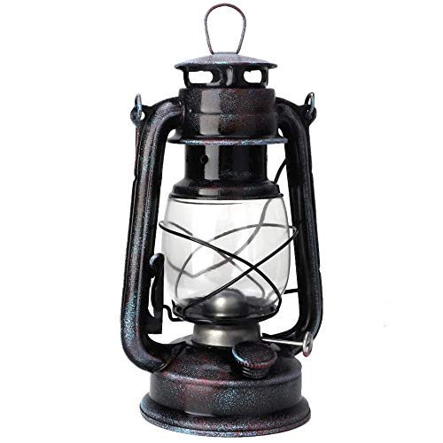 POFET Luces de linterna de tormenta vintage lámpara de aceite farol ardiente retro queroseno lámparas de aceite clásico lámpara de mesa linternas para el hogar, jardín, camping citronela - rojo