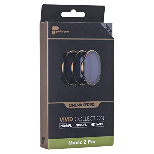 PolarPro Vivid Filter Collection (ND4/PL, ND8/PL, ND16/PL DJI Mavic 2 Filtros) para DJI Mavic 2 Pro, negro/bronce