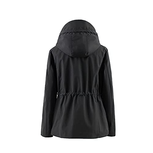 Polydeer Mujeres Chubasquero impermeable ligero Chaqueta cortavientos transpirable Poncho ajustable forrado con capucha para exteriores activo (Negro, L)