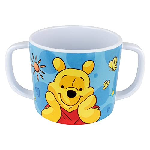 P:os 68939 - Vaso para aprender a beber con diseño de Winnie the Pooh de Disney, con 2 asas, para niños y niñas, capacidad aprox. 200 ml, de melamina / ABS (sin BPA)