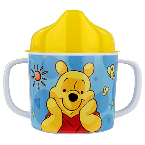 P:os 68939 - Vaso para aprender a beber con diseño de Winnie the Pooh de Disney, con 2 asas, para niños y niñas, capacidad aprox. 200 ml, de melamina / ABS (sin BPA)