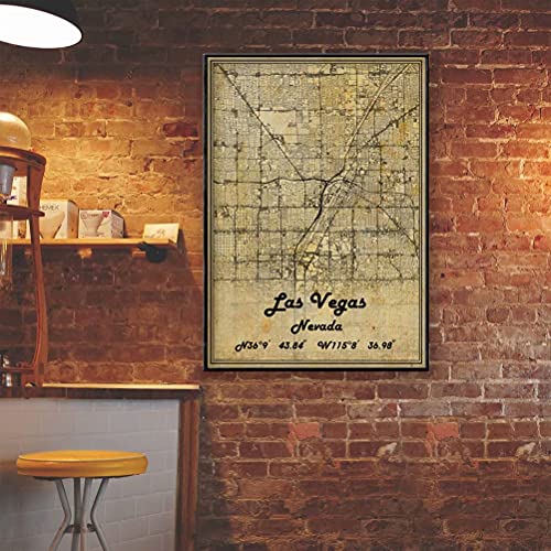 Póster de mapa vintage de Las Vegas Nevada USA Las Vegas Nevada USA Map Art Las Vegas Nevada USA City Road Map Poster vintage de 45 x 60 cm