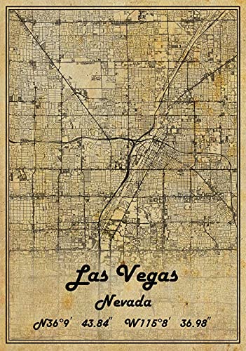 Póster de mapa vintage de Las Vegas Nevada USA Las Vegas Nevada USA Map Art Las Vegas Nevada USA City Road Map Poster vintage de 45 x 60 cm