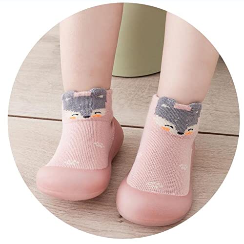 Primavera y otoño zapatos de bebé, zapatos de suela suave para niños, tubo medio, niños, niñas, calcetines antideslizantes zapatos interiores (Pink Fox, numeric_20)