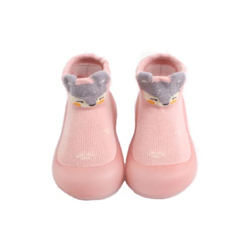 Primavera y otoño zapatos de bebé, zapatos de suela suave para niños, tubo medio, niños, niñas, calcetines antideslizantes zapatos interiores (Pink Fox, numeric_20)