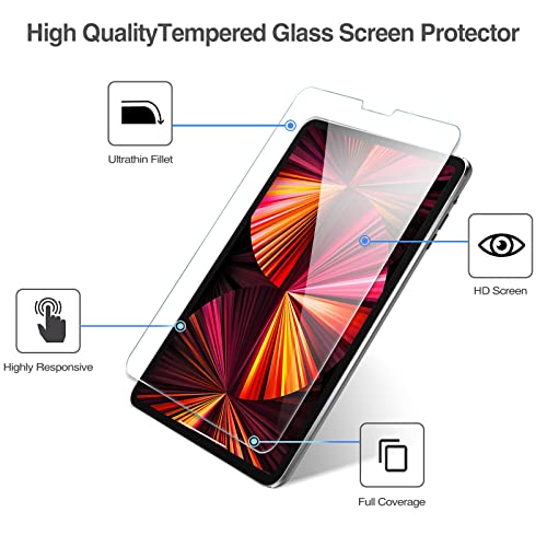 Procase Protector de Pantalla para iPad Pro 11" 2021 2020 2018, Película Protectora de Cristal Templado para iPad 11 Pulgadas 3ª Gen 2021 / 2ª Gen 2020 / 1ª Generación 2018 Vidrio Real - Transparente