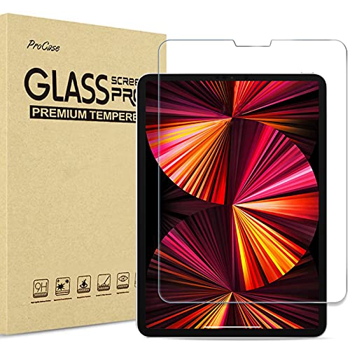 Procase Protector de Pantalla para iPad Pro 11" 2021 2020 2018, Película Protectora de Cristal Templado para iPad 11 Pulgadas 3ª Gen 2021 / 2ª Gen 2020 / 1ª Generación 2018 Vidrio Real - Transparente