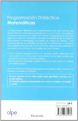 Programación didáctica de educación primaria, área de Matemáticas (2º ciclo, 3º curso) (Cuerpo De Maestros) - 9788428381062