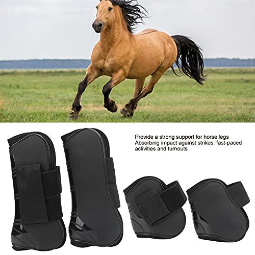 Protector de pata de caballo, fácil de llevar a cualquier lugar Botas de tendón de caballo Material de PU para uso diario para cualquier condición climática(negro, Un conjunto de cuatro medianos)