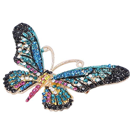 Pssopp 2 Piezas de Broche de Mariposa con Diamantes de imitación, joyería, broches para Mujer, Pines para Insignias, Accesorio de Ropa(Azul)