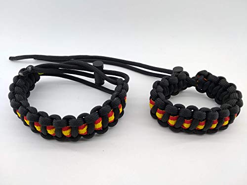 Pulsera de ESPAÑA AJUSTABLE, talla 13 a 22, nuevo modelo 2020, de paracord , NEGRO