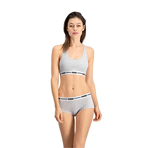 PUMA Iconic Women's Mini Short (2 Pack) Ropa Interior, Gris/Gris, M (Pack de 2) para Mujer