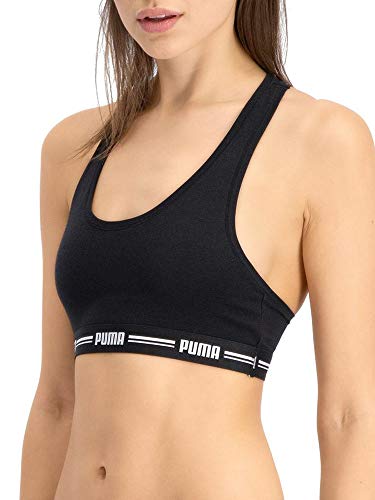 PUMA Women Racer Back Top 1P Hang Sujetador Deportivo, Black, L para Mujer