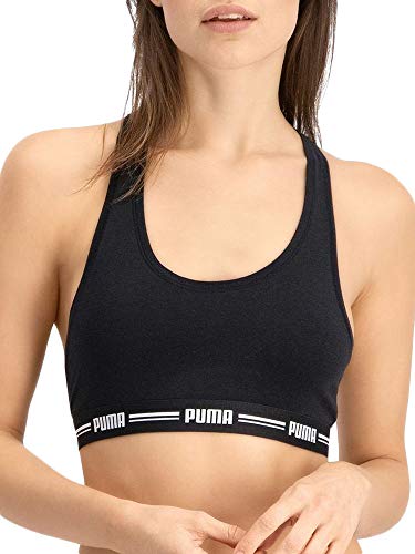 PUMA Women Racer Back Top 1P Hang Sujetador Deportivo, Black, L para Mujer