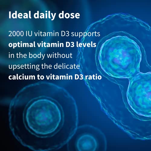 Pure & Essential Vitamina D3 Diaria, colecalciferol 2000 UI, suministro diario para un año, 365 comprimidos