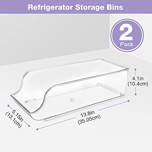 Puricon 【2Packs】 Organizador de Latas y Botellas para Refrigerador, Contenedores Apilables de Plástico para Almacenamiento de Bebidas, Frutas, Verduras, Aperitivos, etc. -Transparente