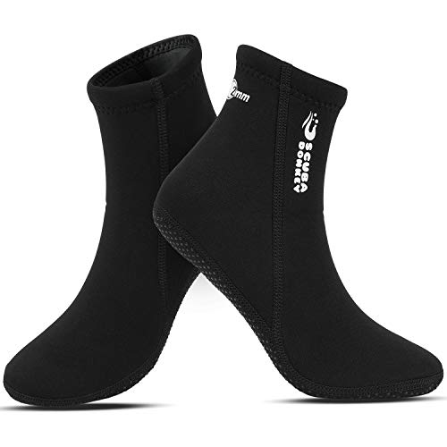 QKURT Calcetines de Neopreno de 2 mm, calcetín de Traje de Neopreno para Buceo, Snorkel y Deportes acuáticos, Calcetines Antideslizantes para Hombres Mujeres