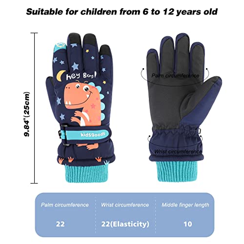 QKURT Guantes de Nieve de Invierno a Prueba de Viento, Guantes de Aislamiento térmico para niñas y niños Guantes para Clima frío Guantes de esquí para niños de 6 a 12 años Trineo Snowboard Patinaje