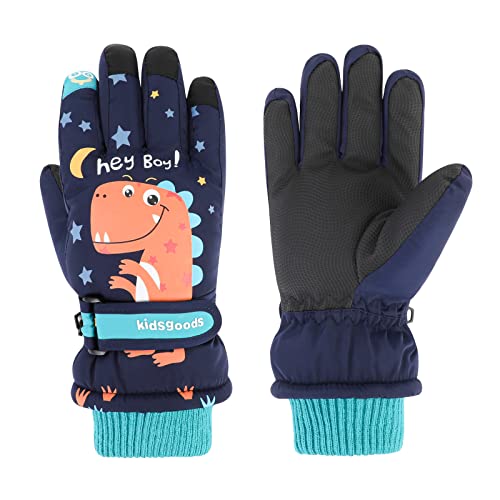 QKURT Guantes de Nieve de Invierno a Prueba de Viento, Guantes de Aislamiento térmico para niñas y niños Guantes para Clima frío Guantes de esquí para niños de 6 a 12 años Trineo Snowboard Patinaje