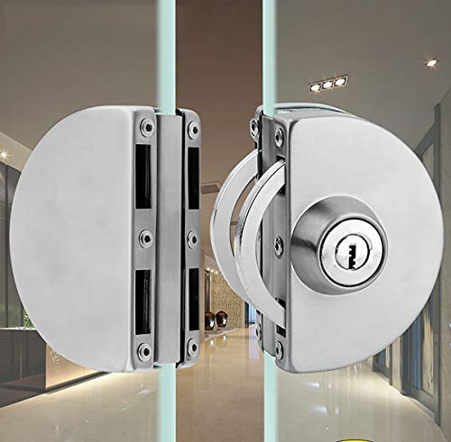 Qrity Cerradura de Puerta de Vidrio, Cerradura de Seguridad Antirrobo de Puerta de Vidrio de Acero Inoxidable de 10~12 mm con Llaves para Oficina, Hogar, Baño