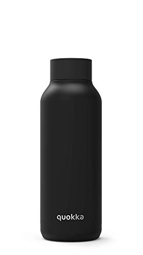 Quokka Solid - Jet Black 510 ML | Botellas De Agua Acero Inoxidable Sin BPA |Botella Térmica De Doble Pared - Mantiene el frío y el Calor para Niños y Adultos