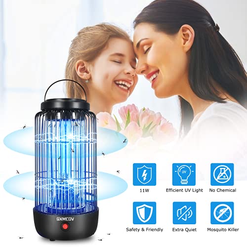 Qxmcov Lámpara Antimosquitos Electrico, 40m² 11W UV Lámpara Anti Mosquitos Interior con Caja de Recogida y Cepillo Limpio para Mata Mosquitos, Insectos, Polillas, Moscas, Efecto