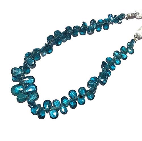 Rare Teal Blue Moss Kyanite Pear Almond Shape Faceted Briolette Beads, Size 5 to 10 mm 8" Inch Long Kyanite Beads,