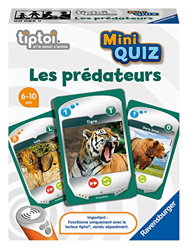 Ravensburger - Juego Interactivo tiptoi® Mini Quiz - Los Depredadores - Juegos electrónicos educativos sin Pantalla en francés - Niños a Partir de 6 años - 00086