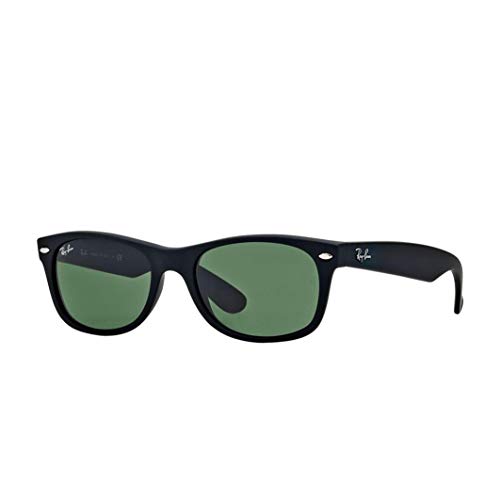 Ray-Ban New Wayfarer 2132 622 55 Gafa De Sol, Color Negro Mate Con Cristales Verdes G-15